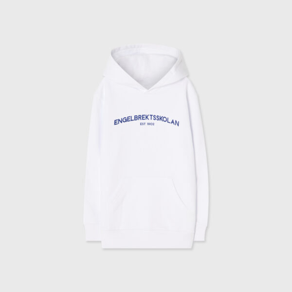 Engelbrekt hood vit textlogo jr