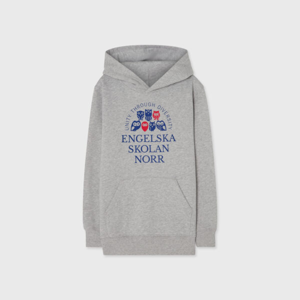 Engelska norr hood grå stor logo jr