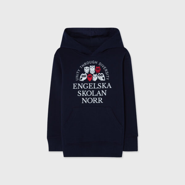 Engelska norr hood navy stor logo jr