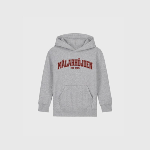 Mälarhöjden grå hoodie junior text