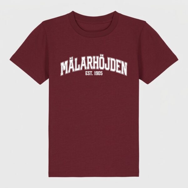 Mälarhöjden vinröd t-shirt junior text