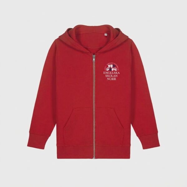 Engelska norr zip-hoodie röd liten logo jr