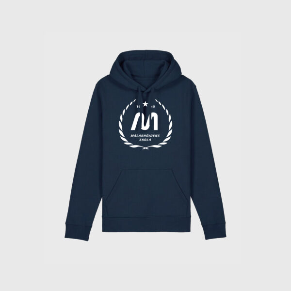 Mälarhöjden marinblå hoodie logo