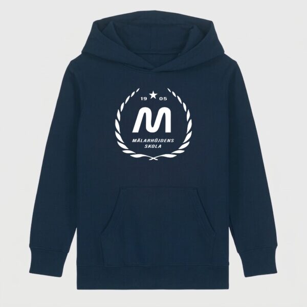 Mälarhöjden marinblå hoodie junior logo
