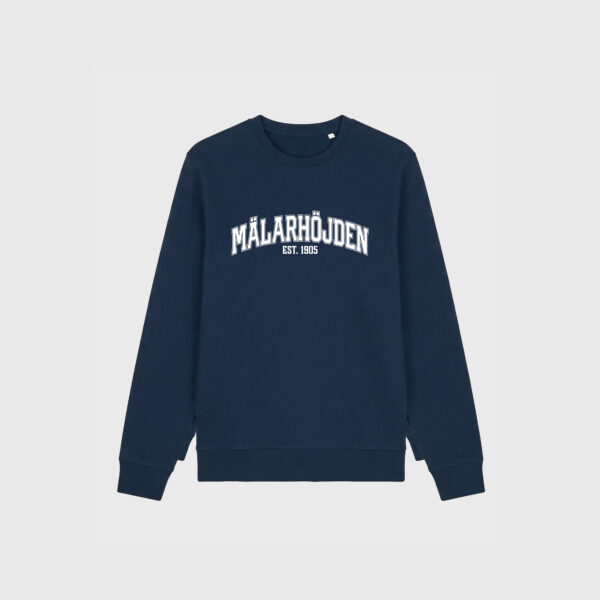 Mälarhöjden marinblå sweatshirt text