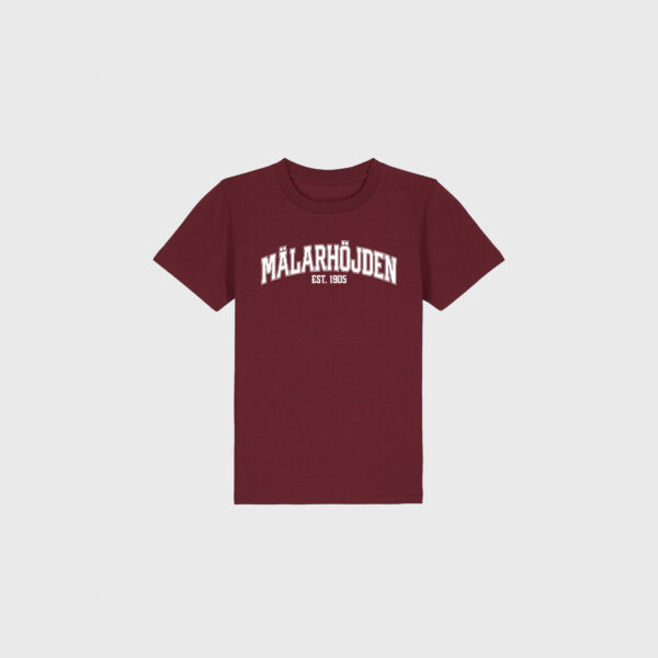 Mälarhöjden vinröd t-shirt junior text