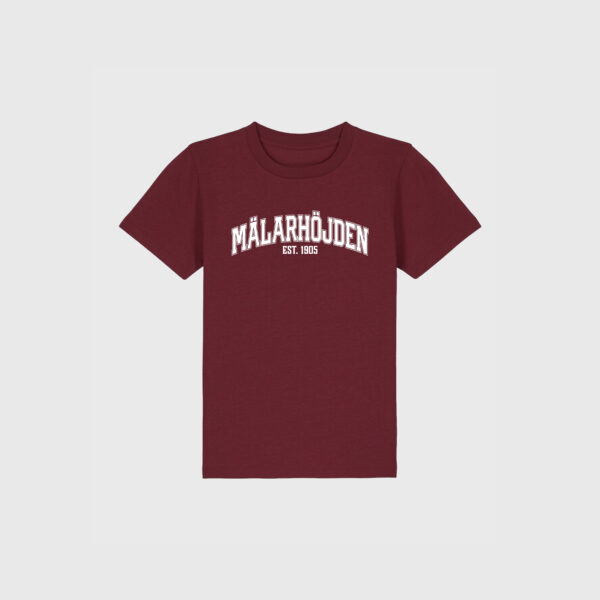 Mälarhöjden vinröd t-shirt text